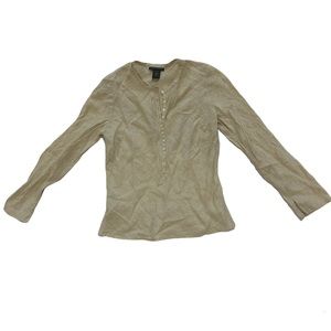 Tan Linen Banana Republic 1/2 Button Up Casual Size Small
